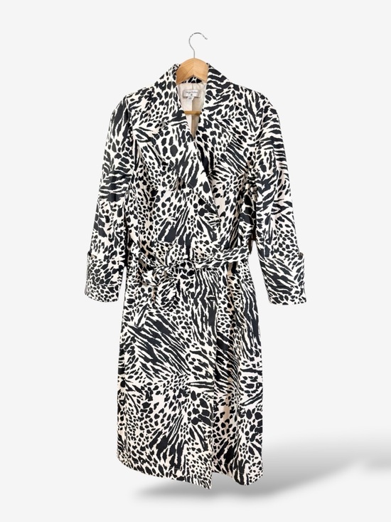 Sergio Hudson Jackets & Blazers - Sergio Hudson x Target Trench Coat XS Black White Animal Print Strong Shoulder